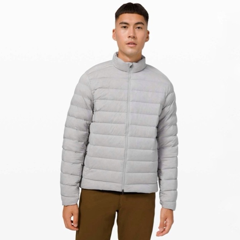 Lululemon Navigation Stretch Down Jacket Size M Puffy Coat Silver Drop Packable